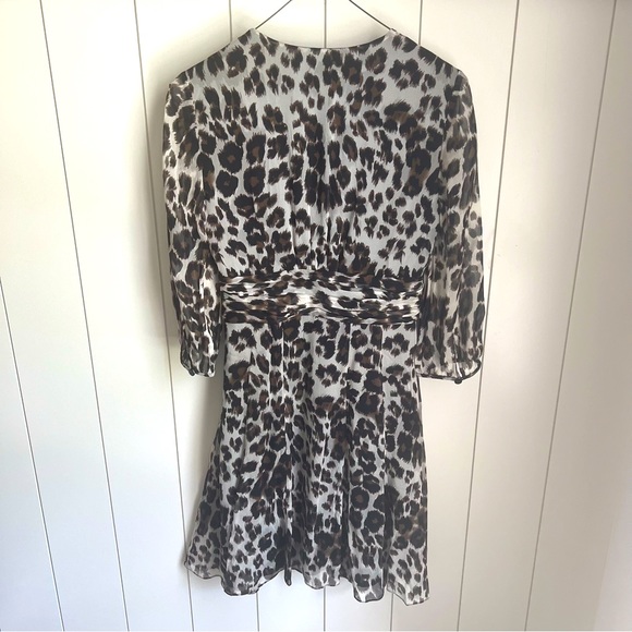 Diane Von Furstenberg leopard print v- neck silk dress - Picture 4 of 15